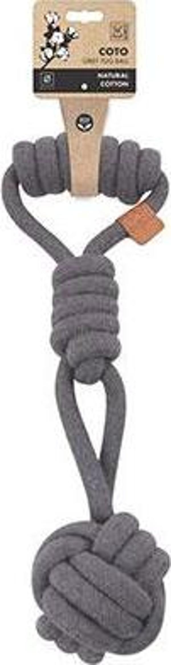 M-Pets Çekmeli Örgü Top Köpek Oyuncağı Gri 36 Cm - Image 1