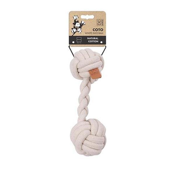 M-Pets Coto Beyaz Duo Ball Örgü Köpek Oyuncağı 28 Cm - Image 1