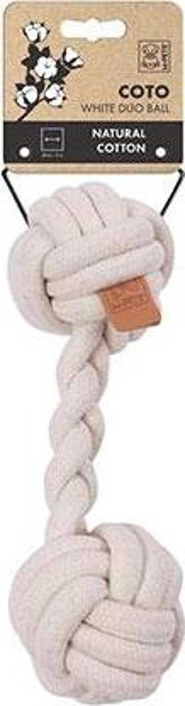 M-Pets Coto Beyaz Duo Ball Örgü Köpek Oyuncağı 28 Cm - Image 1
