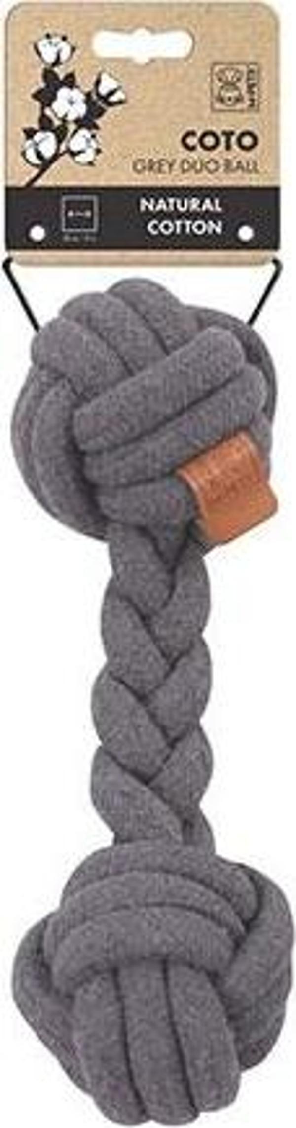 M-Pets Coto Gri Duo Ball Örgü Köpek Oyuncağı 28 Cm - Image 1
