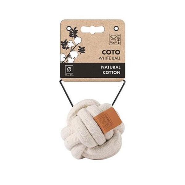 M-Pets Coto Örgü Top Köpek Oyuncağı Beyaz 9,5 Cm - Image 1