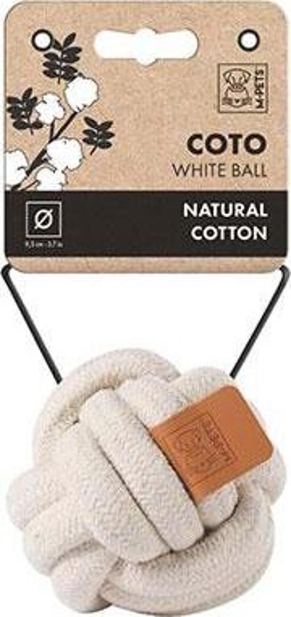 M-Pets Coto Örgü Top Köpek Oyuncağı Beyaz 9,5 Cm - Image 1