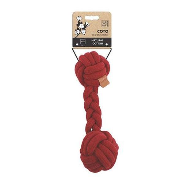 M-Pets Coto Red Duo Ball Örgü Köpek Oyuncağı 28 Cm - Image 1