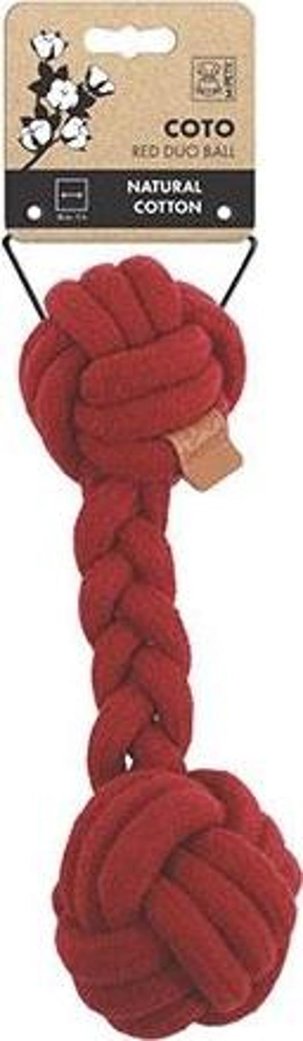 M-Pets Coto Red Duo Ball Örgü Köpek Oyuncağı 28 Cm - Image 1