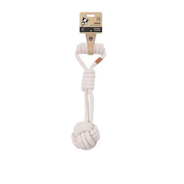 M-Pets Coto Tug Ball Örgü Köpek Oyuncağı Beyaz 36 Cm - Image 1