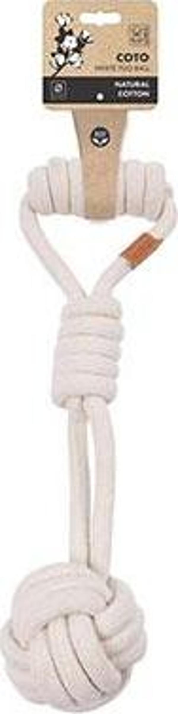 M-Pets Coto Tug Ball Örgü Köpek Oyuncağı Beyaz 36 Cm - Image 1