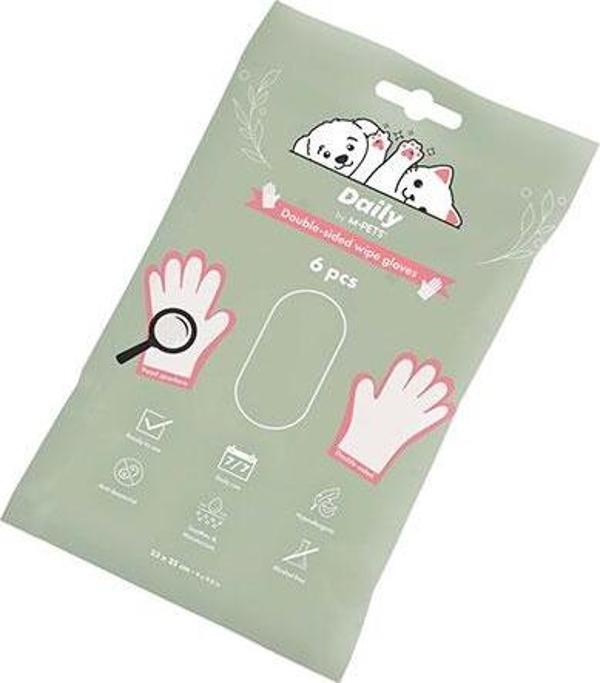 M-Pets Daily Çift Taraflı Günlük Temizlik Eldiveni 6'lı 23x25 Cm - Image 1