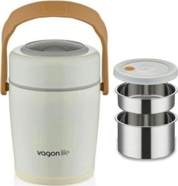 Lunchbox Çelik Beslenme Kabı 2 Kat 1600 Ml Yemek Kabı Beyaz - Image 1