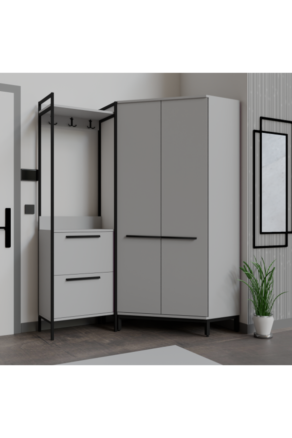 Abre Modern Köşe Portmanto Askılıklı  Vestiyer Takımı - Image 1
