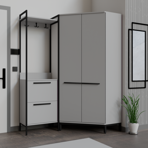 Abre Modern Köşe Portmanto Askılıklı  Vestiyer Takımı - Image 1