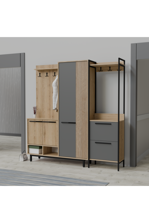 Abre Plaza Lux Portmanto Askılıklı Modern Vestiyer  Takımı - Image 1