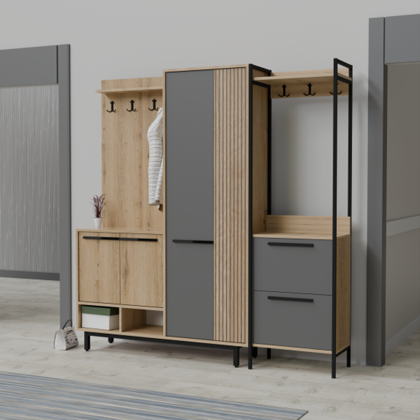 Abre Plaza Lux Portmanto Askılıklı Modern Vestiyer  Takımı - Image 1