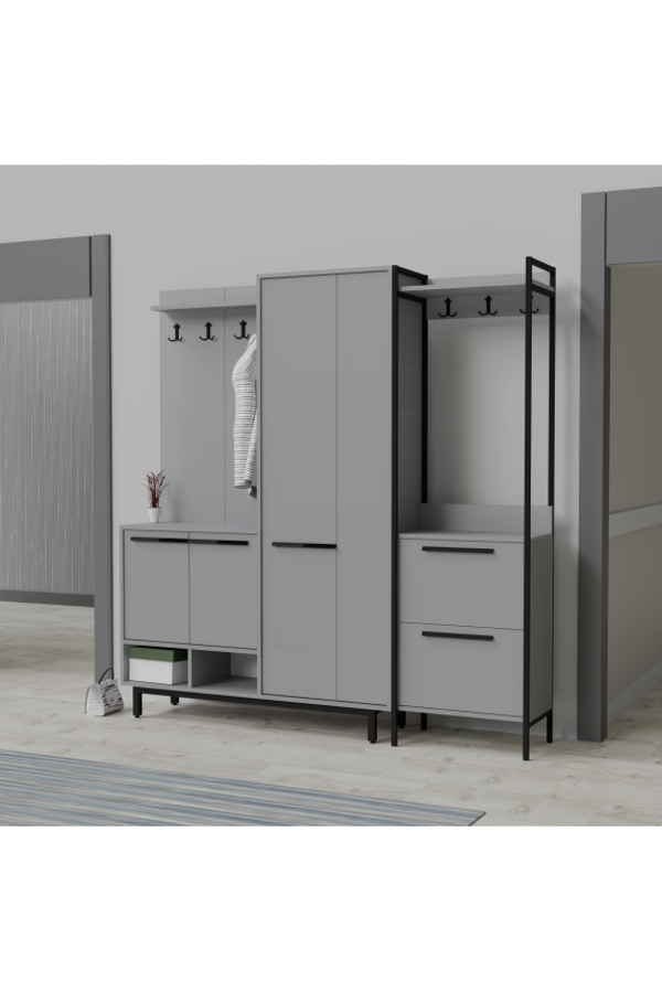 Abre Plaza Lux Portmanto Askılıklı Modern Vestiyer  Takımı - Image 1