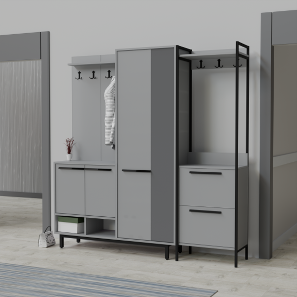 Abre Plaza Lux Portmanto Askılıklı Modern Vestiyer  Takımı - Image 1