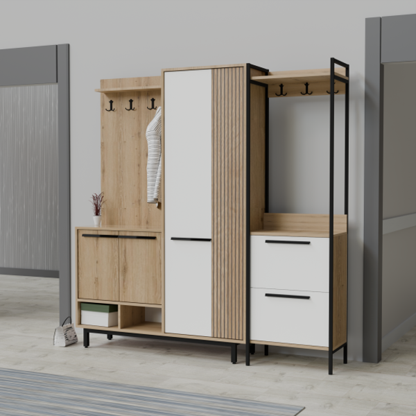 Abre Plaza Lux Portmanto Askılıklı Modern Vestiyer  Takımı - Image 1
