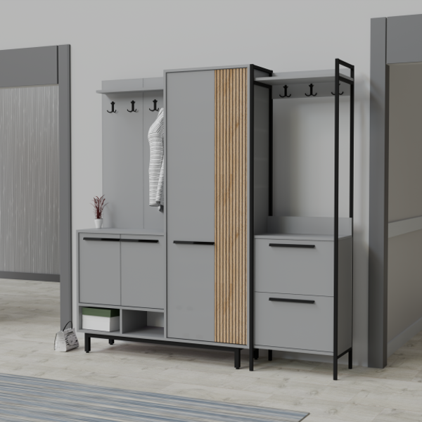 Abre Plaza Lux Portmanto Askılıklı Modern Vestiyer  Takımı - Image 1