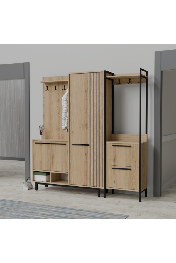Abre Plaza Lux Portmanto Askılıklı Modern Vestiyer  Takımı - Image 1