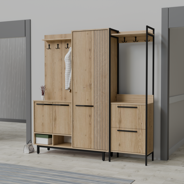 Abre Plaza Lux Portmanto Askılıklı Modern Vestiyer  Takımı - Image 1