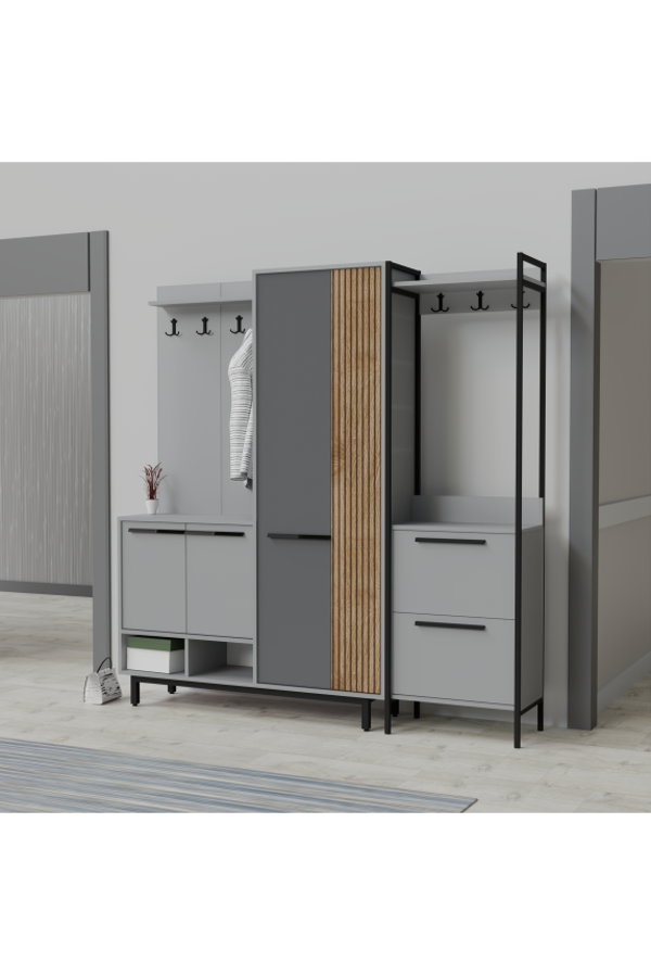 Abre Plaza Lux Portmanto Askılıklı Modern Vestiyer  Takımı - Image 1