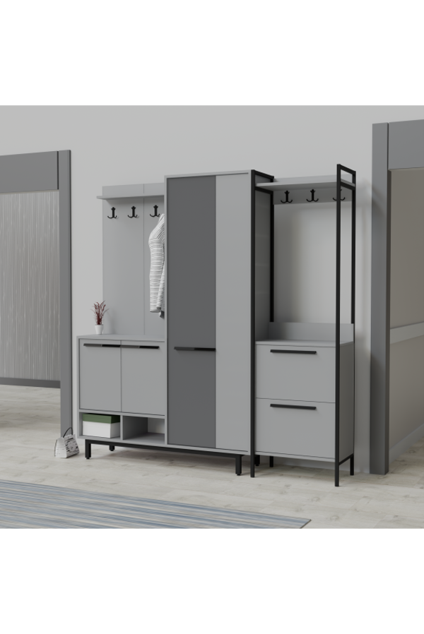 Abre Plaza Lux Portmanto Askılıklı Modern Vestiyer  Takımı - Image 1