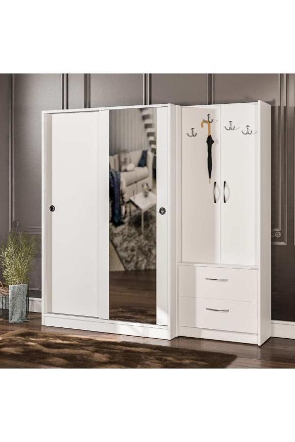 abre vm-300348 BEYAZ VESTİYER PORTMANTO AYAKKABILIK - Image 1