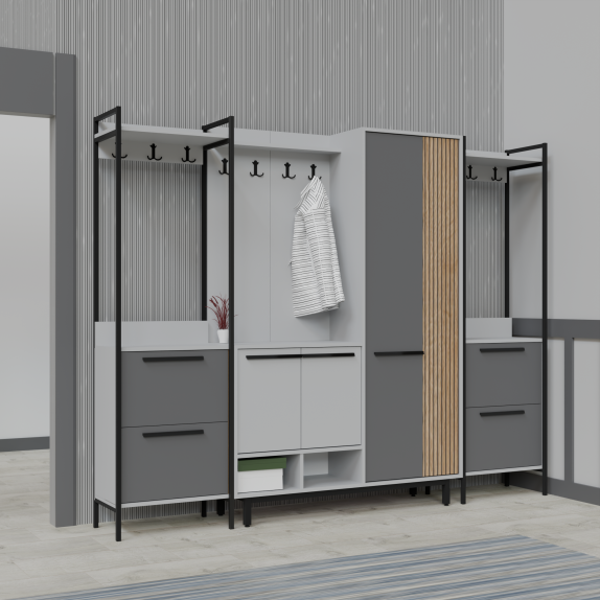 Abre X-Plaza Lux Portmanto Askılıklı Modern Vestiyer  Takımı - Image 1