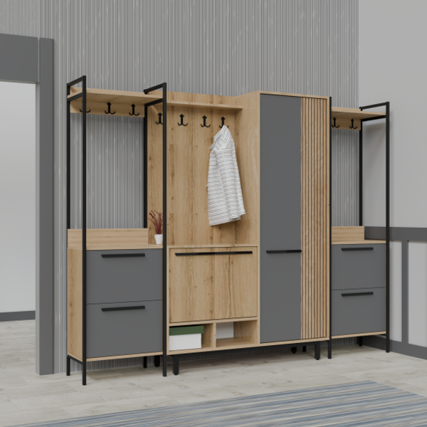 Abre X-Plaza Lux Portmanto Askılıklı Modern Vestiyer  Takımı - Image 1
