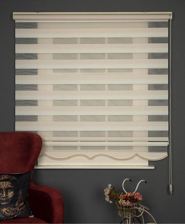 Blind-X Sarı Simli Stor Zebra Perde Oturma Odası Perdesi, Mutfak Perdesi Alüminyum Dayanıklı Kasa) - Image 1