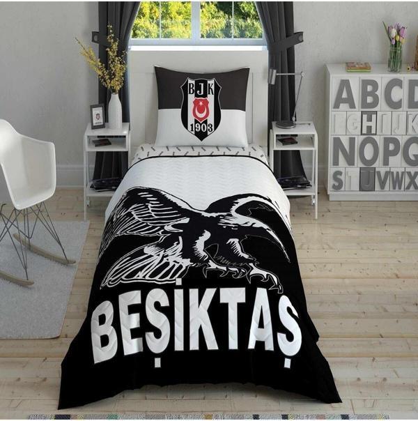 Taç Beşiktaş Kartal Tek Kişilik Kapitoneli Nevresim Takımı Complete Set - Image 1