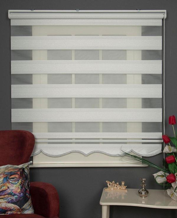 Blind-X Çizgili Simli Stor Zebra Perde Balkon Perdesi, Oturma Odası Perdesi (Dayanıklı Alüminyum Kasa) - Image 1