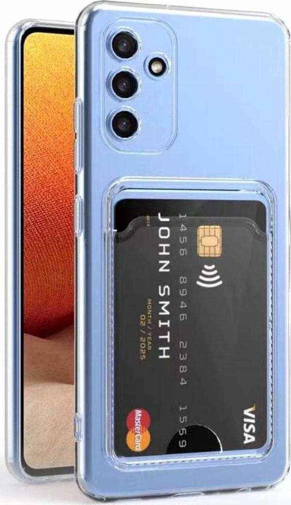 Coverzone Galaxy A34 ile uyumlu Kılıf Şeffaf ve Pürüzsüz Kartlıklı Şeffaf Z-Setra Clear Silikon Kapak - Image 1