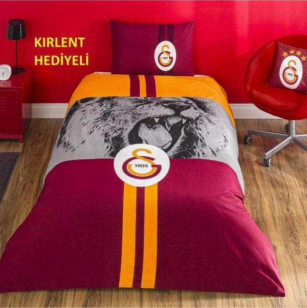 Taç Lisanslı Gs Şampiyon Aslan Pamuk Tek Kişilik Nevresim Takımı ( 1 Adet Kırlent Hediyeli) - Image 1