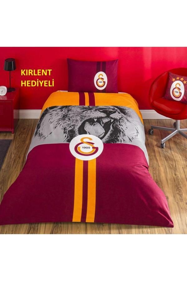 Taç Lisanslı Gs Şampiyon Aslan Pamuk Tek Kişilik Nevresim Takımı ( 1 Adet Kırlent Hediyeli) - Image 1