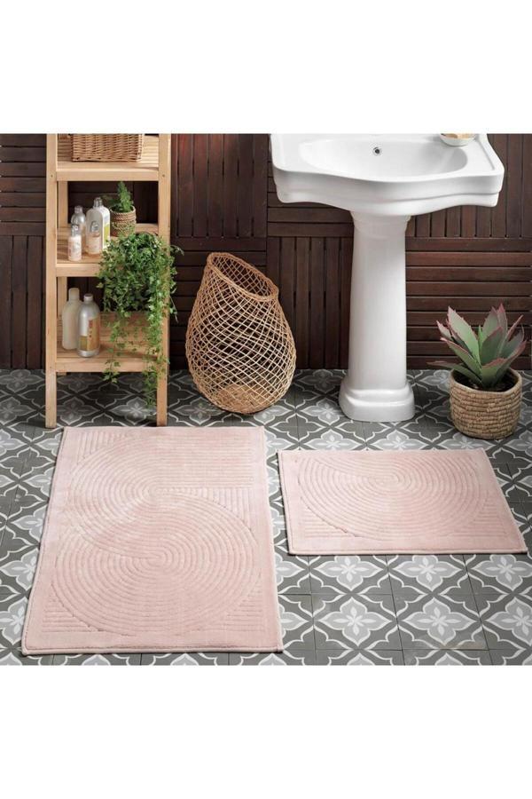 Taç Banyo Paspas Takımı Seti Pamuk 2'Li Venise Somon - Image 1