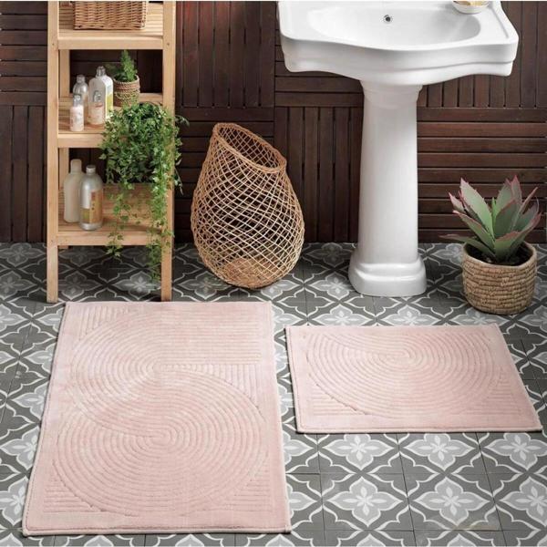 Taç Banyo Paspas Takımı Seti Pamuk 2'Li Venise Somon - Image 1