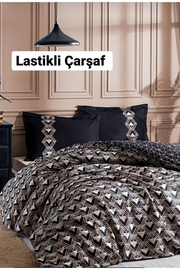 Özdilek Çift Kişilik Çarşafı Lastikli Nevresim Takımı Ouro Siyah - Image 1