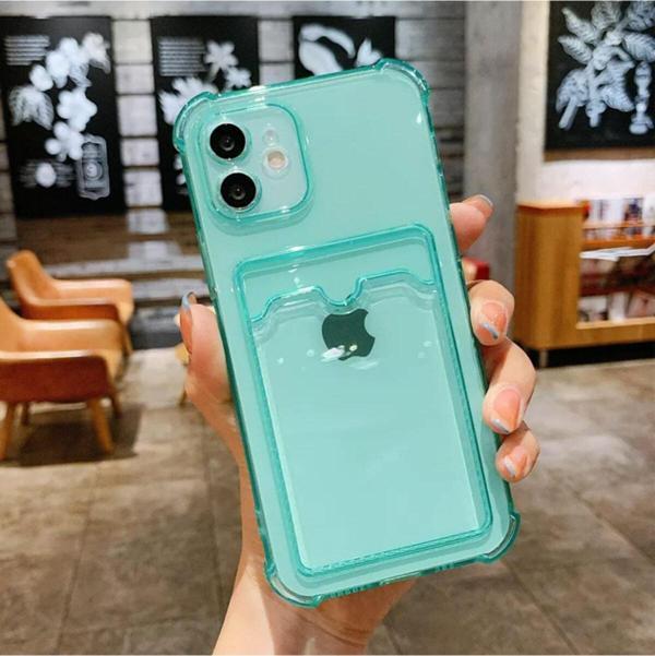 Coverzone Galaxy A22 Kılıf Kart Gözlü Antishock Köşeli Kamera Korumalı Cardcase Silikon Antrasit Yeşil - Image 1