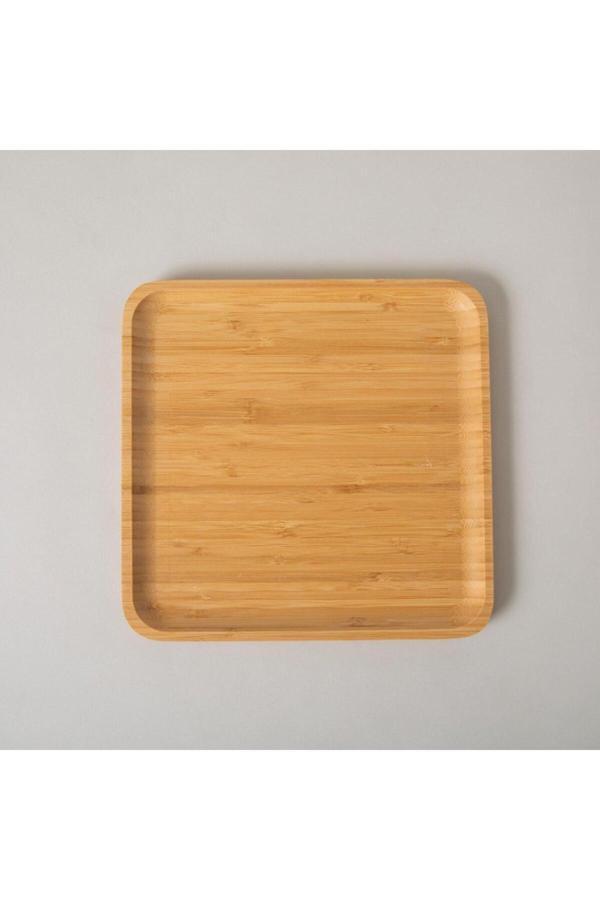 Elzey Home Doğal Bambu Kare Servis Tabağı 20X20 Cm Naturel - Image 1