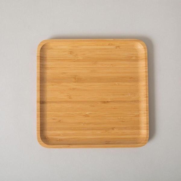Elzey Home Doğal Bambu Kare Servis Tabağı 20X20 Cm Naturel - Image 1