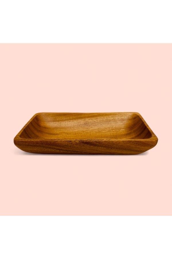 Elzey Home Doğal Akasya Dikdörtgen Servis & Salata Kasesi 25X16 Cm - Image 1