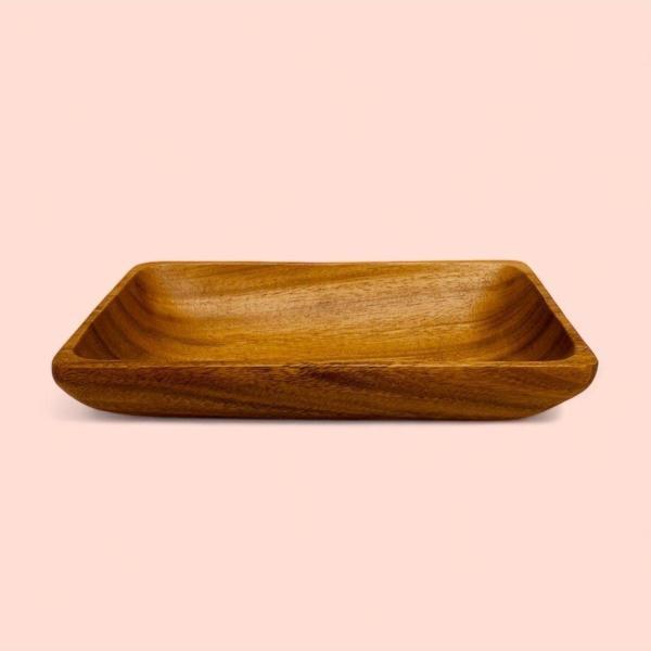 Elzey Home Doğal Akasya Dikdörtgen Servis & Salata Kasesi 25X16 Cm - Image 1