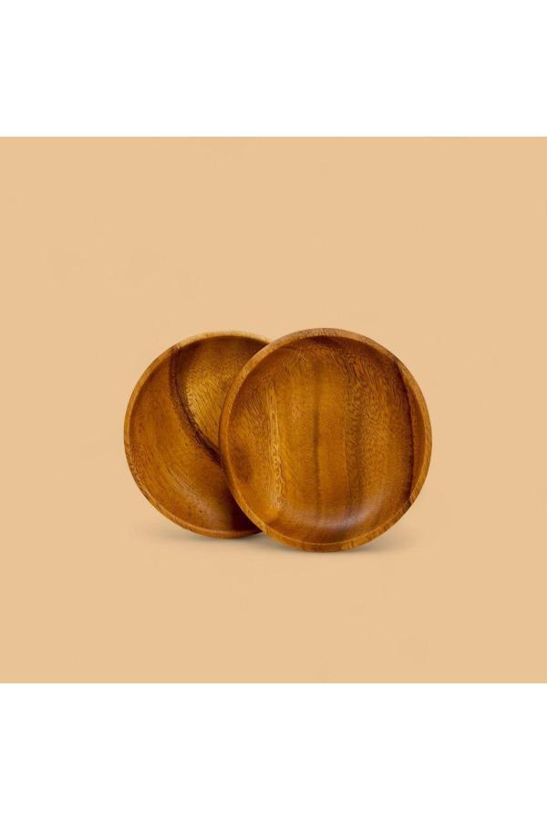 Elzey Home Doğal Akasya 2 Adet Meze & Servis Tabağı 15 Cm - Image 1