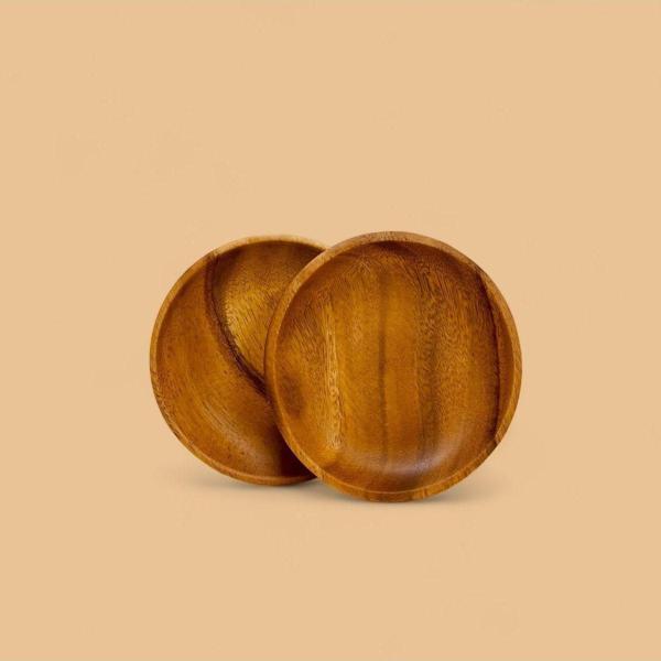 Elzey Home Doğal Akasya 2 Adet Meze & Servis Tabağı 15 Cm - Image 1
