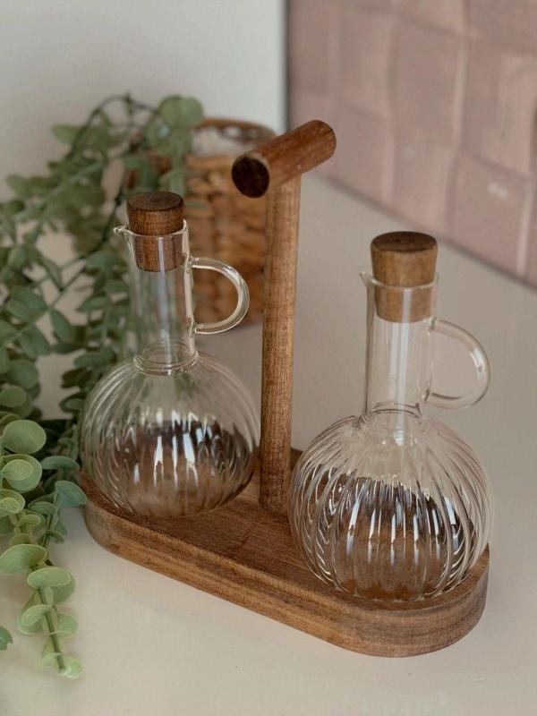 Elzey Home Akasya Kapaklı & Standlı Yağdanlık Seti 2X300 Ml - Image 1