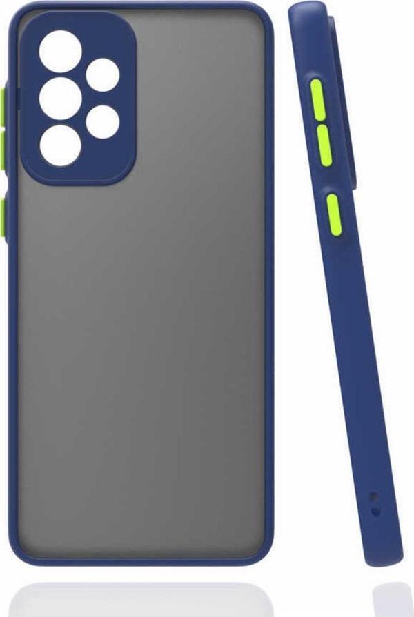 Coverzone Galaxy A52 Ile Uyumlu Kılıf Lastik Desen Kenar Kamera Korumalı Arkası Şeffaf Halx Lacivert - Image 1