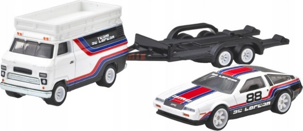 Hot Wheels Car Culture Team Transport DMC DeLorean & HW Rally Hauler Diecast Car - Image 1