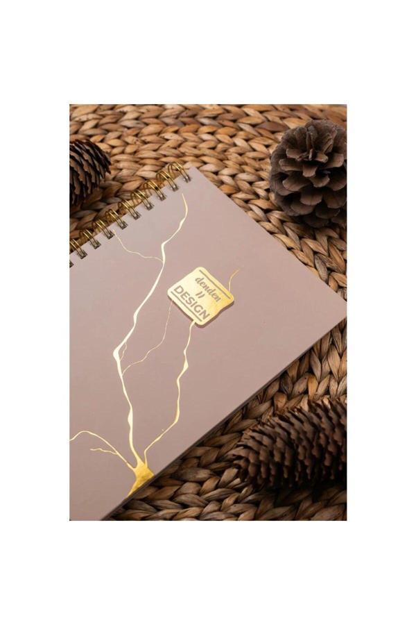 Denden Mermer Bej 17X24 Çizgili Defter - Image 1