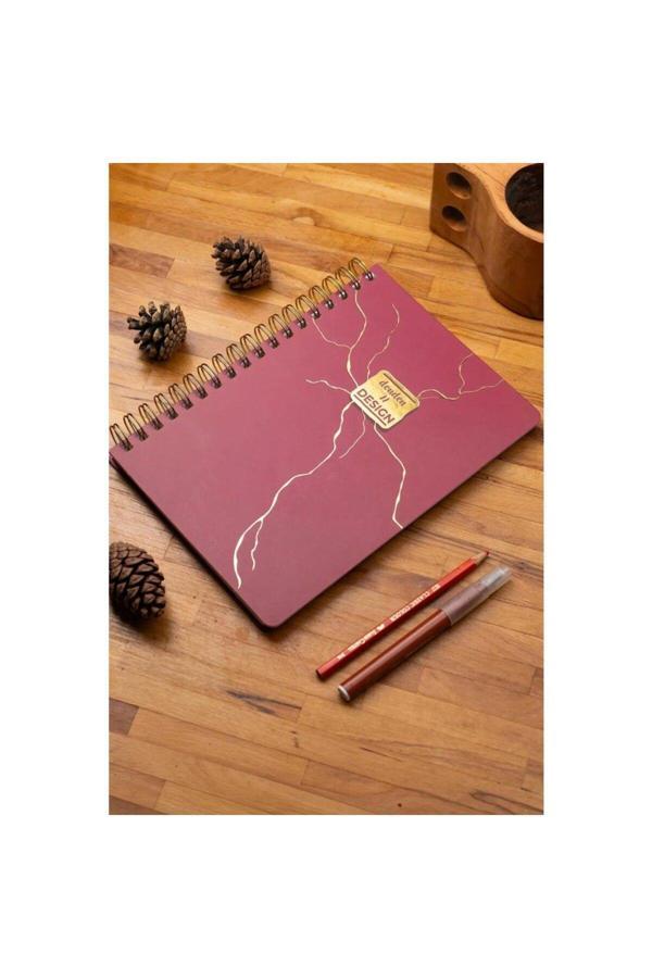 Denden Mermer Kırmızı 17X24 Çizgili Defter - Image 1