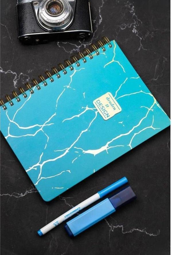 Denden Mermer Turkuaz 17X24 Çizgili Defter - Image 1