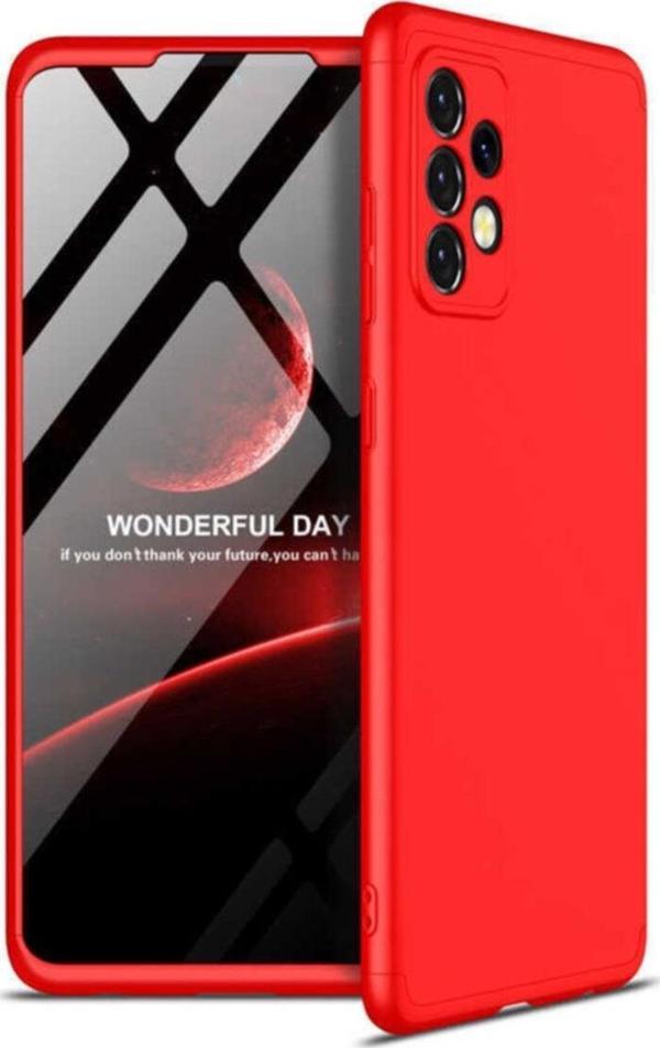 Coverzone Galaxy A52 Kılıf 3 Parça 360 Soft Hard Koruma Ays Kırmızı - Image 1